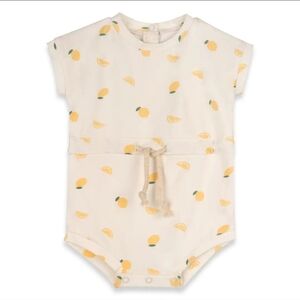 Lemon Waist Tie Short Baby Romper